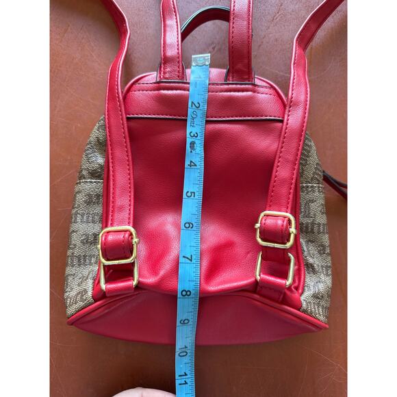 Y2K Juicy Couture Mini Backpack Red Brown Gold Print All Over Cross-Body Bag - Picture 5 of 8